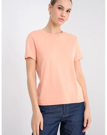 Tricou uni cu croiala regular-fit, Roz somon