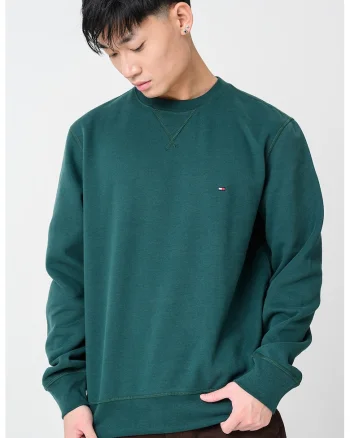 Bluza de trening din amestec de bumbac cu logo discret, Verde englez