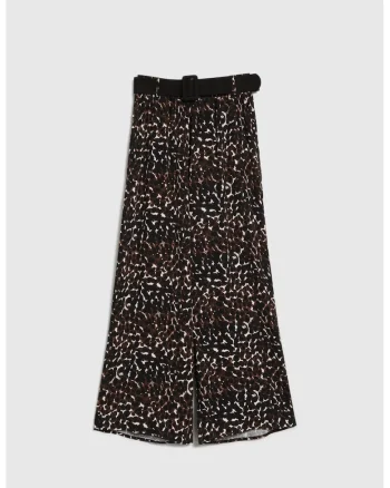 Pantaloni maro din viscoza cu curea, Maro