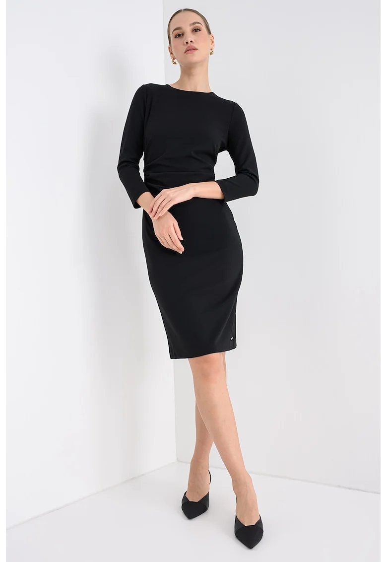 Rochie scurta uni cu maneci lungi, Negru