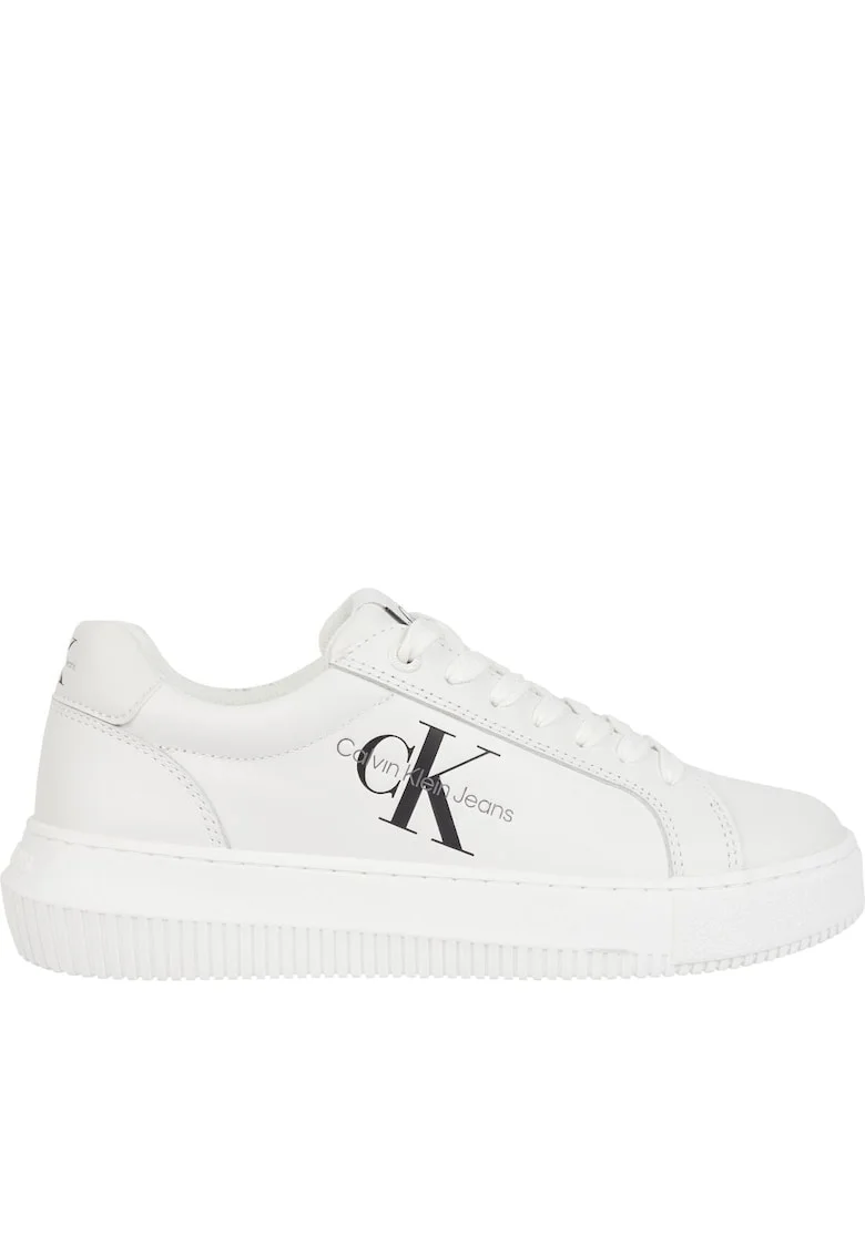 Pantofi sport din piele cu logo, Alb