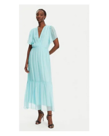 Rochie de vara Dama,  Albastru, 70% viscoza, 30% matase,