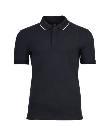 Tricou polo cu accente cu model in dungi, Albastru inchis