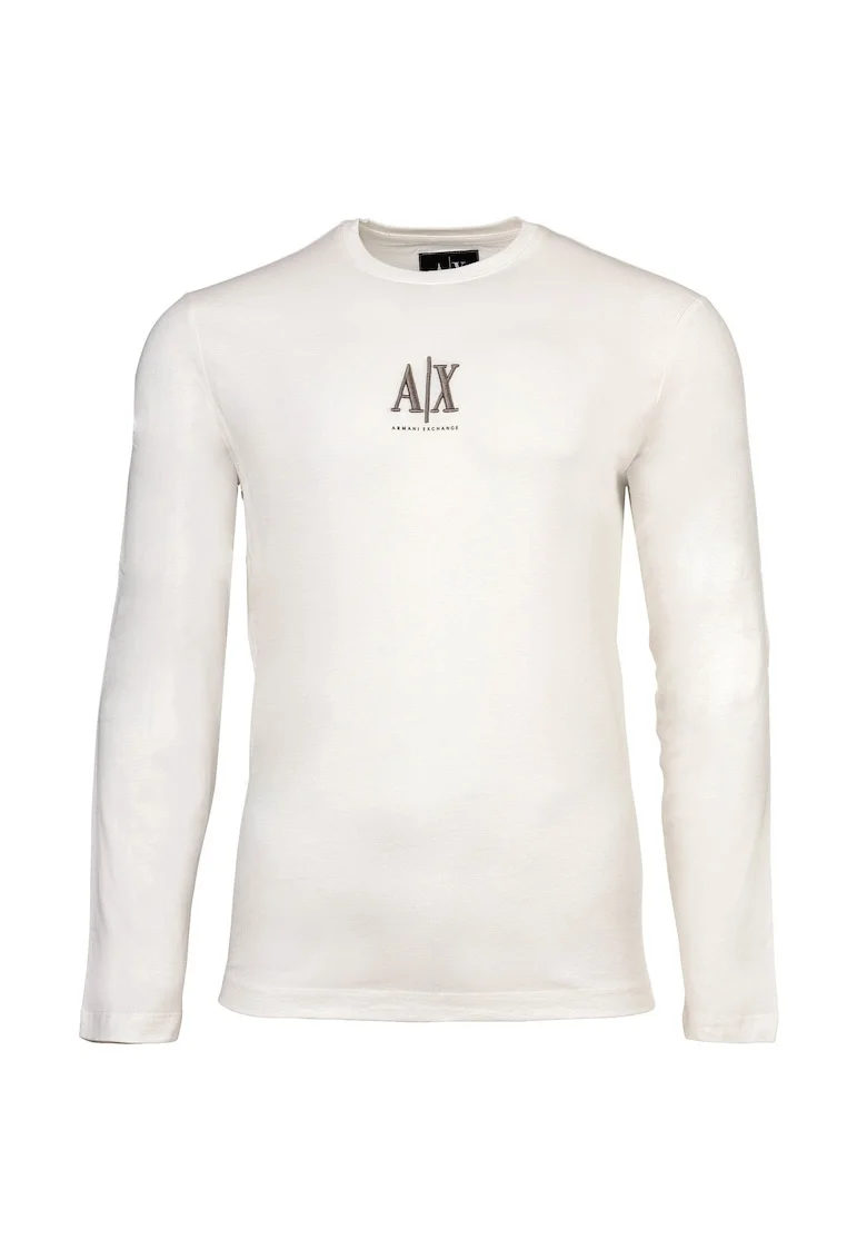 Bluza din bumbac cu broderie logo, Alb