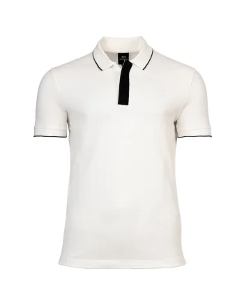 Tricou polo cu accente cu model in dungi, Alb