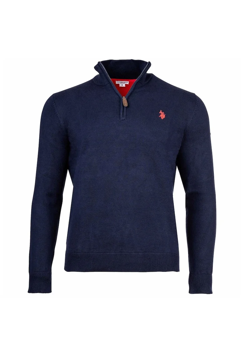 Bluza de trening cu guler inalt, Bleumarin