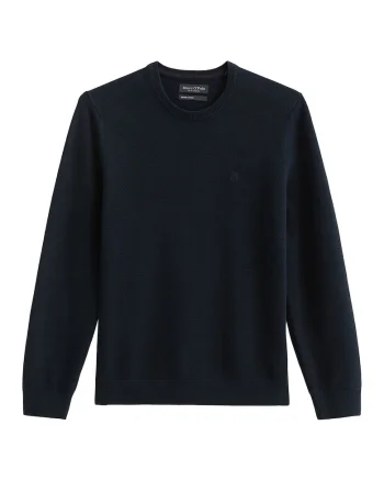Pulover tricotat fin cu model uni, Albastru
