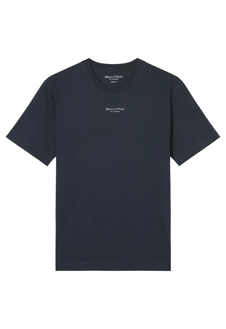 Tricou din bumbac cu decolteu la baza gatului, Albastru