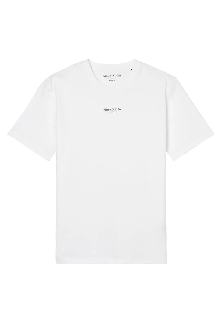 Tricou din bumbac cu decolteu la baza gatului, Alb