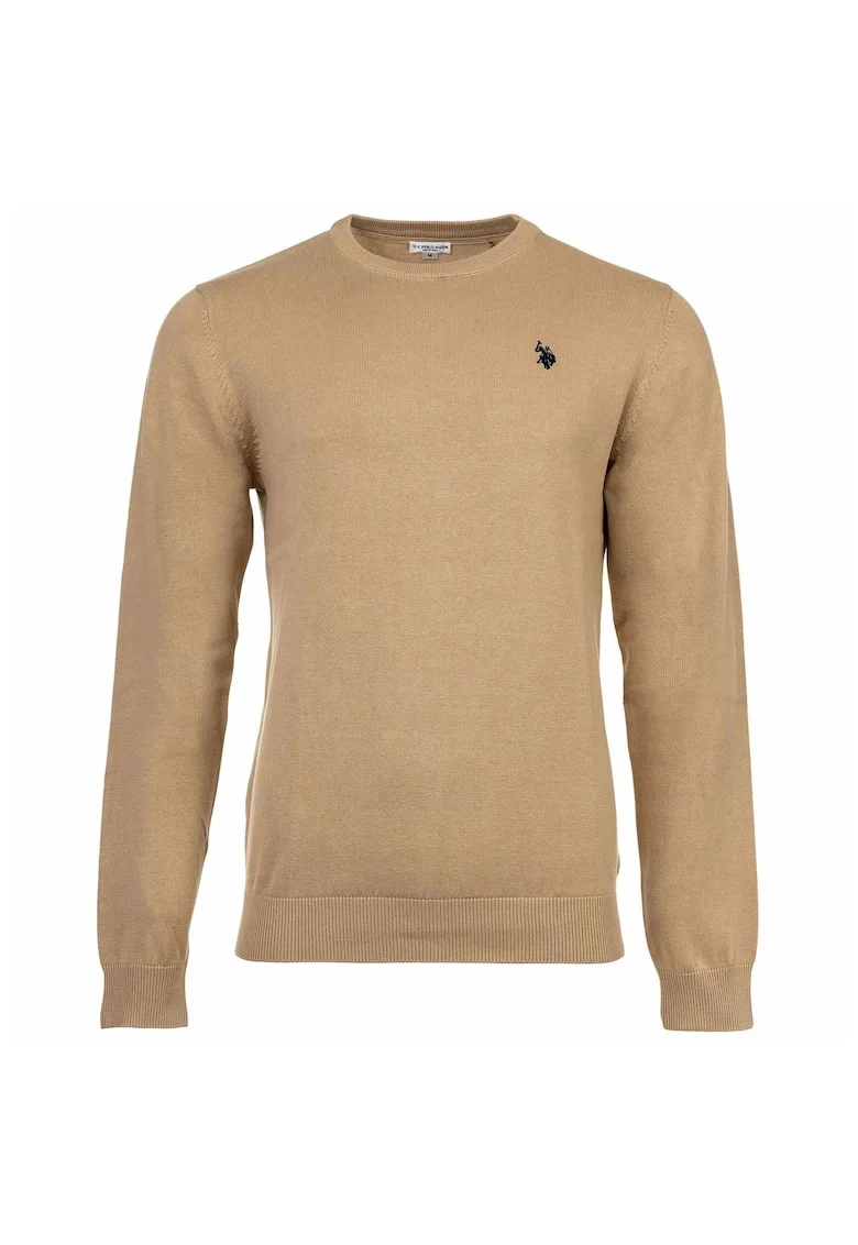 U.S. Polo Assn, Pulover slim fit tricotat fin, Bej