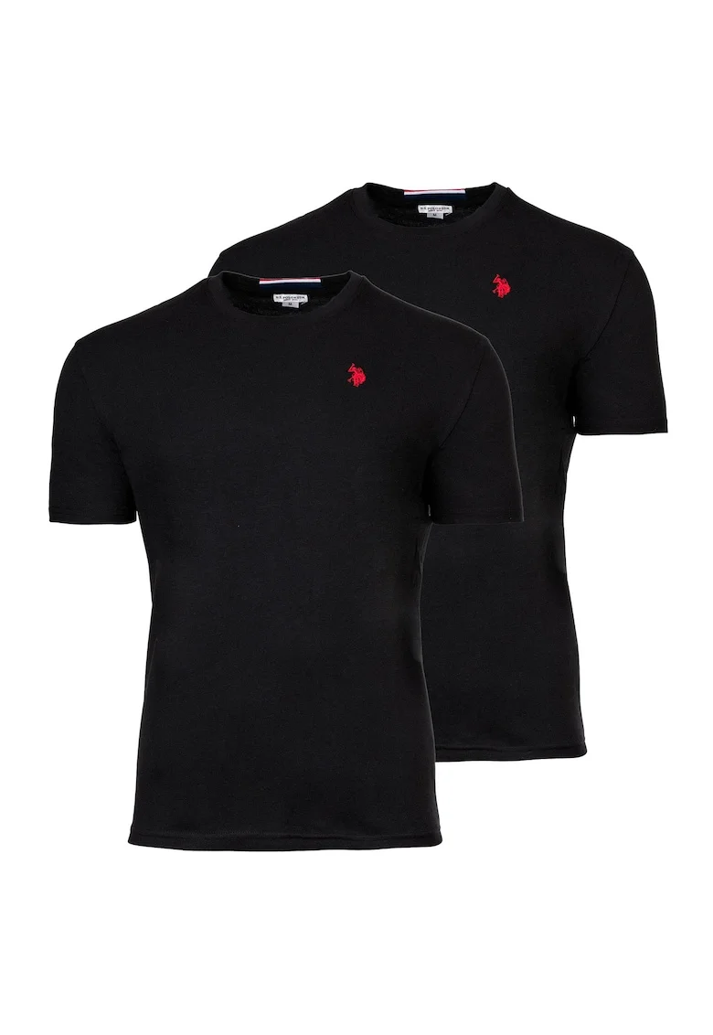 Set de tricouri cu broderie logo - 2 piese, Negru