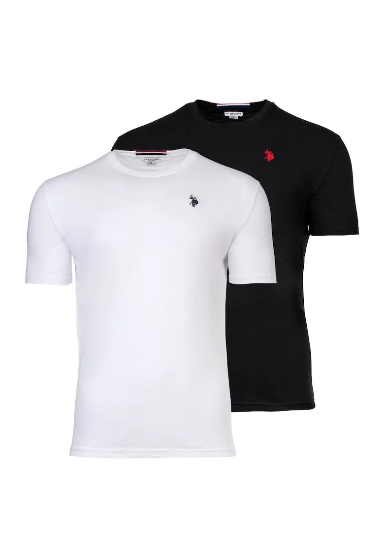 Set de tricouri cu broderie logo - 2 piese, Alb/Negru