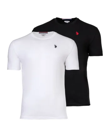 Set de tricouri cu broderie logo - 2 piese, Alb/Negru
