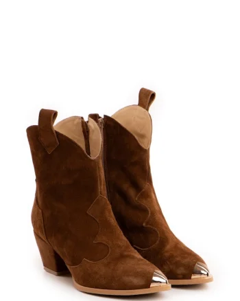 Ciocate Amber Brown piele naturala intoarsa cu fermoar lateral