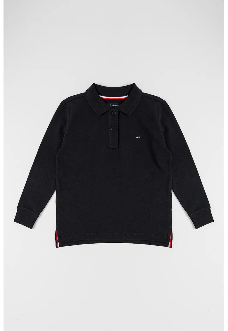 Bluza din bumbac cu guler polo, Negru