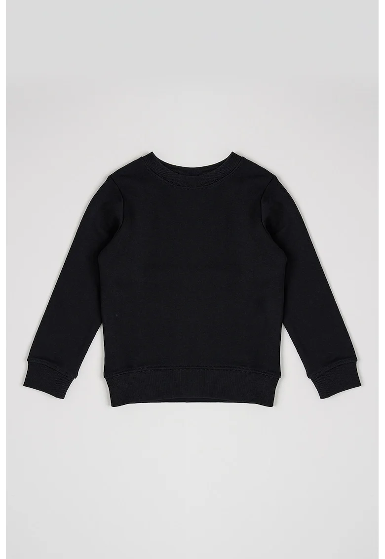 Bluza de trening de bumbac cu decolteu la baza gatului, Negru