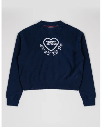Pulover cu logo brodat, Bleumarin