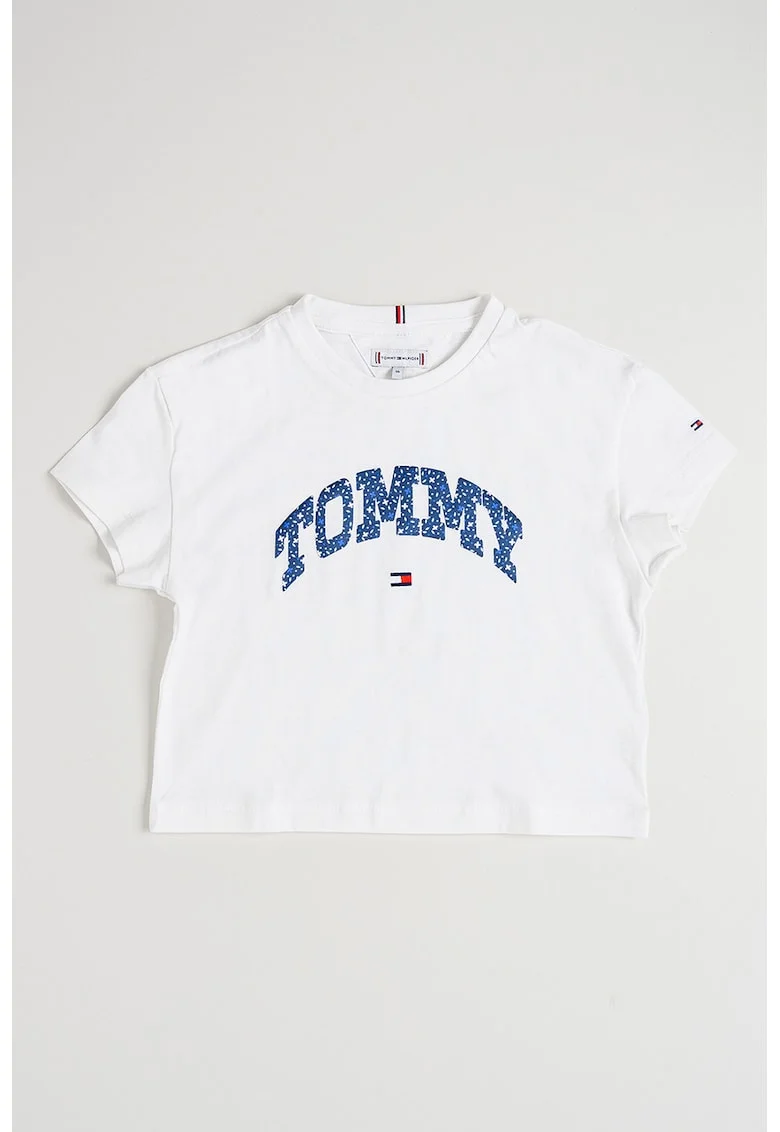 Tricou cu imprimeu logo, Alb/Bleumarin