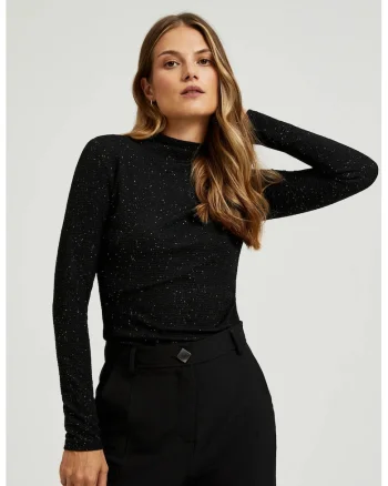 Bluza neagra cu fir metalic, Negru