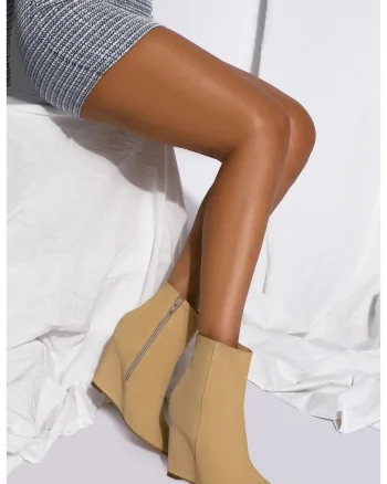 Botine din piele intoarsa cu talpa wedge Riga