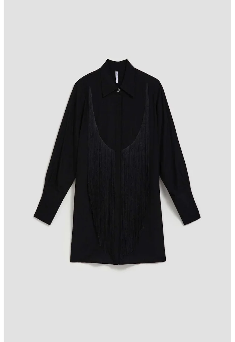 oversized cu franjuri, Negru