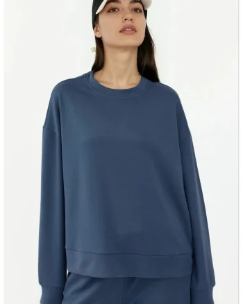 Hanorac dama  basic, bleumarin, textil, design elegant