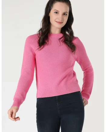 Pulover cu decolteu la baza gatului si maneci raglan, Roz