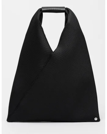 Geanta din material textil cu maner si capse, Negru