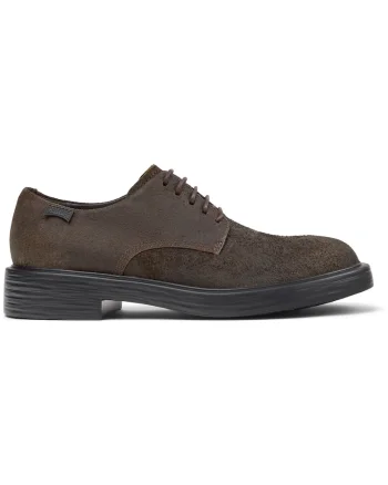 Pantofi derby de piele nabuc Dean, Maro inchis