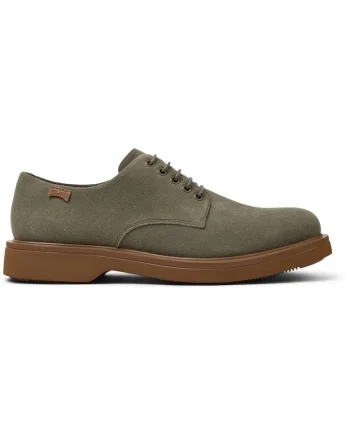 Pantofi de piele intoarsa cu sireturi Norman, Verde masliniu