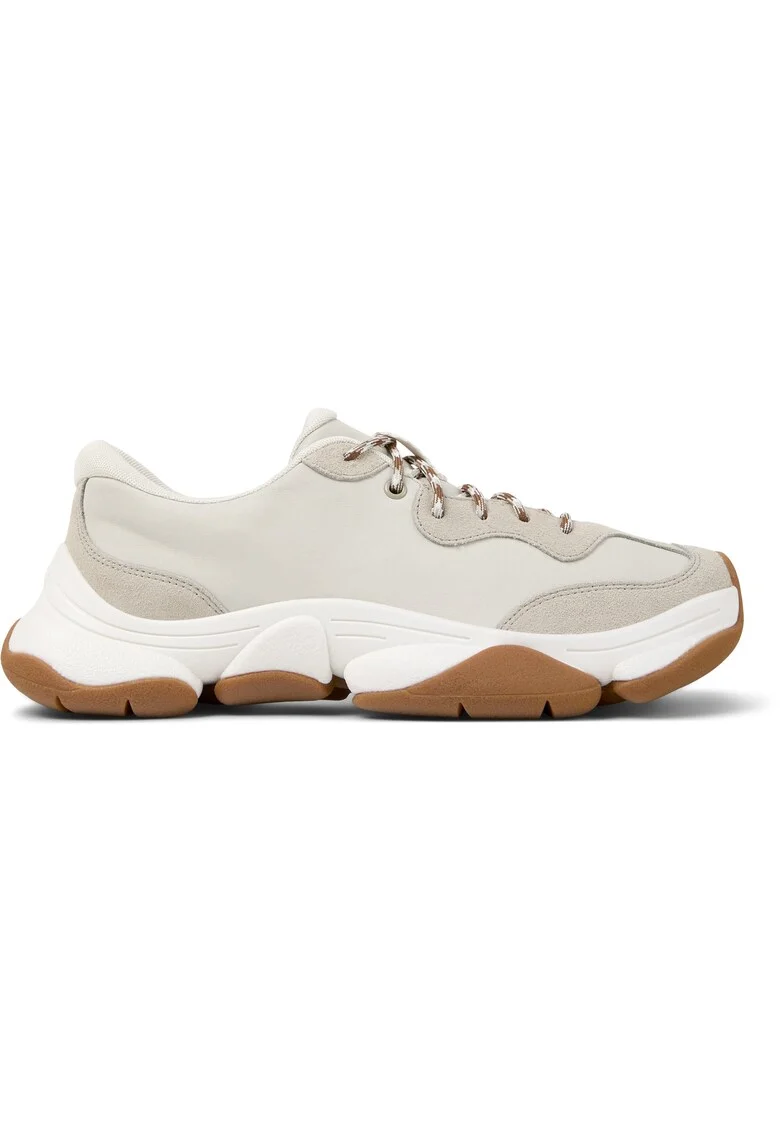 Pantofi sport uni de piele ecologica, Gri deschis