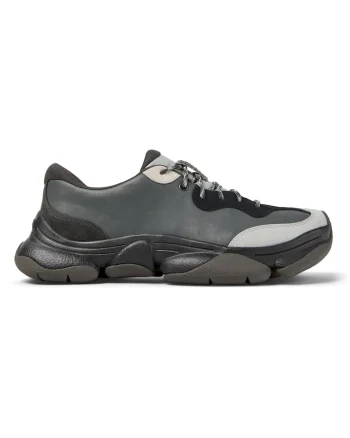 Pantofi sport uni de piele ecologica, Gri/Gri inchis