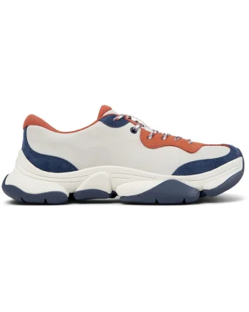 Pantofi sport uni de piele ecologica, Alb/Albastru
