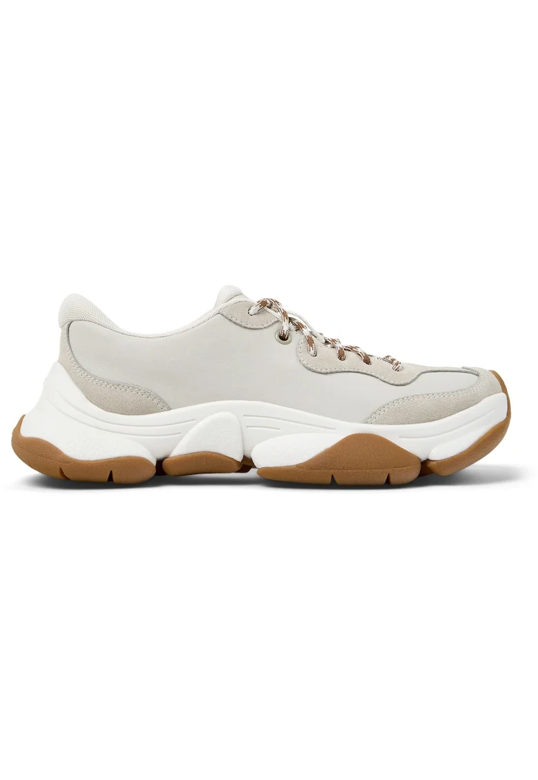 Pantofi sport cu piele si garnituri din piele nabuc Karst 2, Alb/Gri deschis
