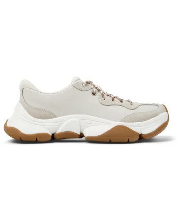 Pantofi sport cu piele si garnituri din piele nabuc Karst 2, Alb/Gri deschis