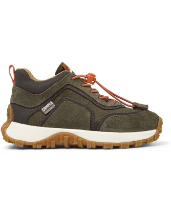 Pantofi sport mid-cut din piele nabuc cu garnituri din material textil Drift Trail, Galben inchis/Kaki