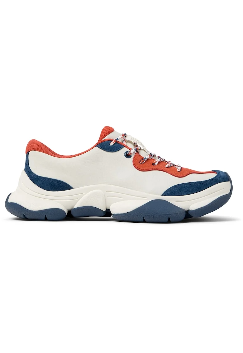 Pantofi sport cu piele si garnituri din piele nabuc Karst 2, Alb/Albastru