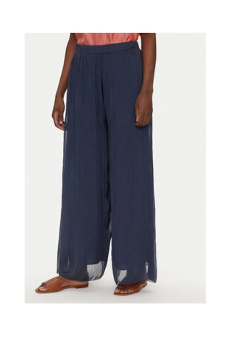 Pantaloni palazzo Dama,  Bleumarin, 70% viscoza, 30% matase,