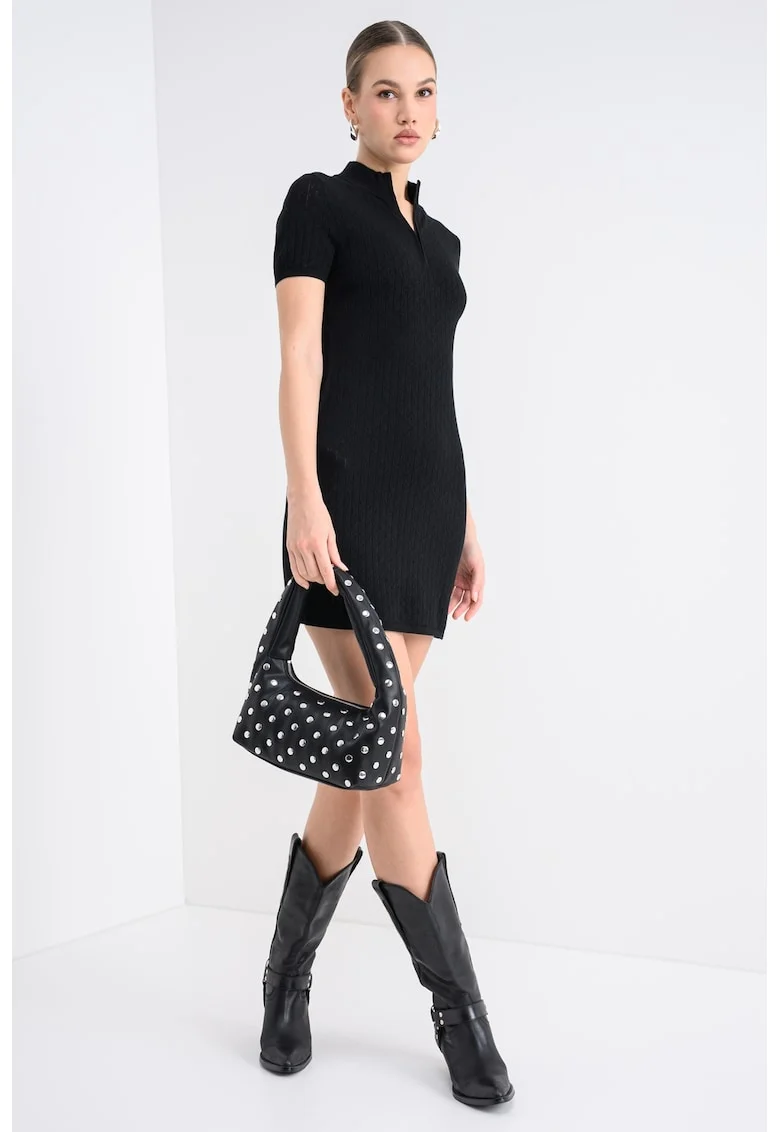 Rochie mini cu maneci scurte, Negru