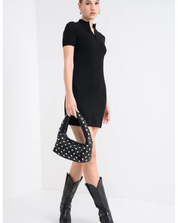 Rochie mini cu maneci scurte, Negru