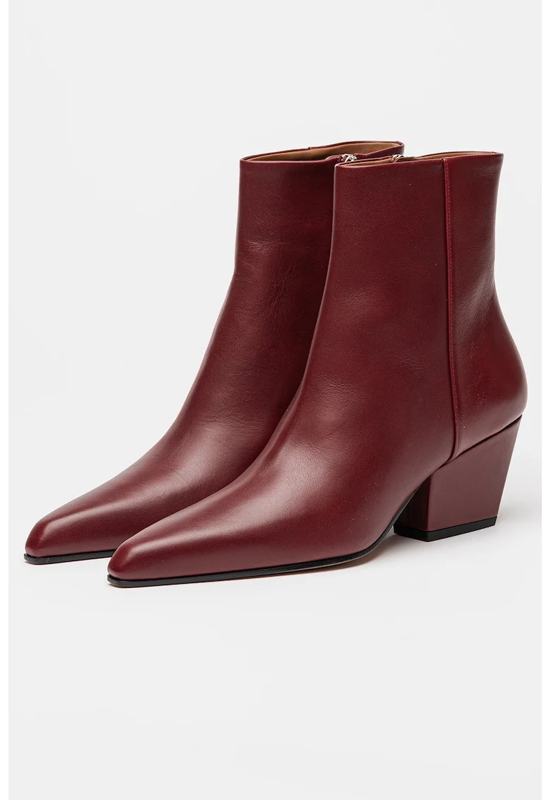 Botine de piele Jane, Visiniu