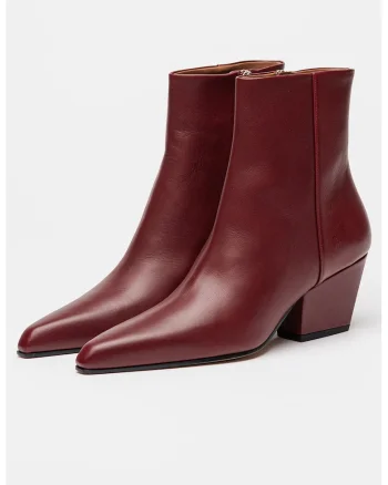 Botine de piele Jane, Visiniu