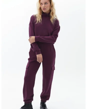 Pantaloni sport cargo din amestec de modal, Violet
