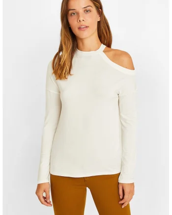 Bluza cu decupaj, Alb murdar