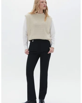 Pantaloni drdepti cu talie inalta, Negru