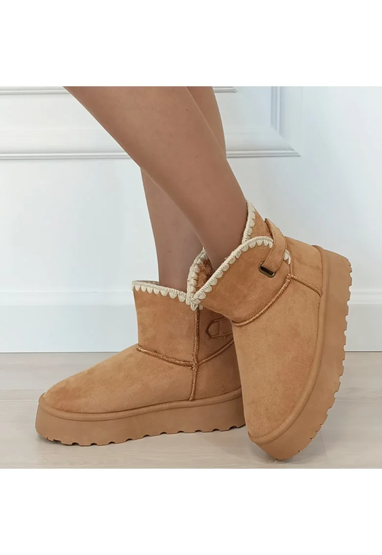 Cizme scurte camel imblanite DAY9058 116 18467