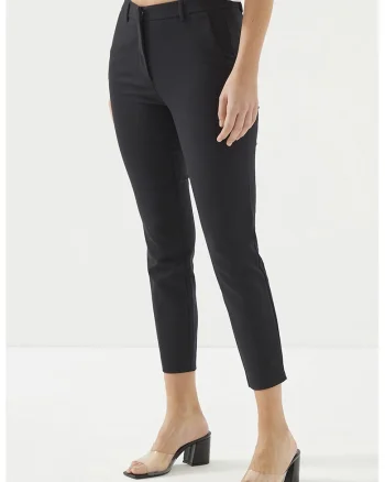 Pantaloni crop cu talie inalta, Negru