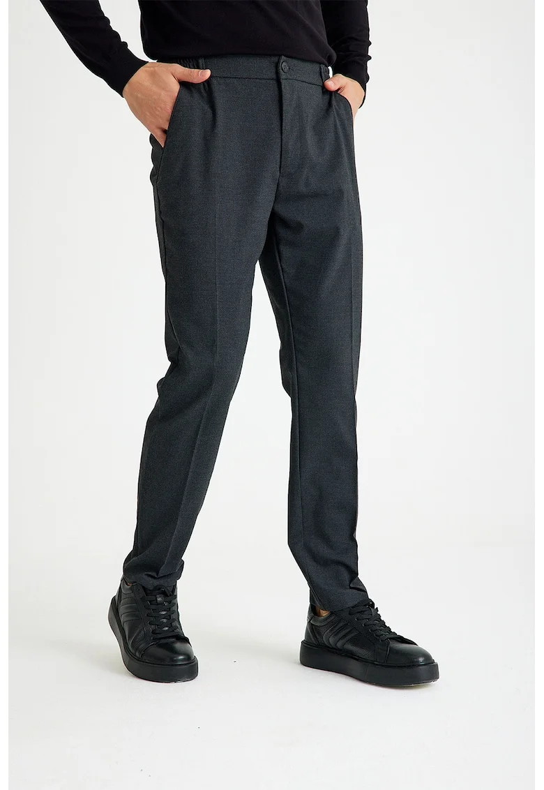 Pantaloni conici cu talie elastica, Gri carbune