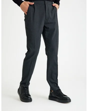 Pantaloni conici cu talie elastica, Gri carbune