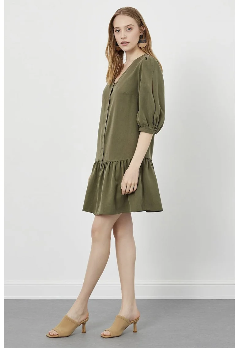 Rochie lejera cu maneci 3/4, Kaki